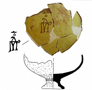 Поливная чашка-пиала XIV в. из раскопок крепости Чембало.